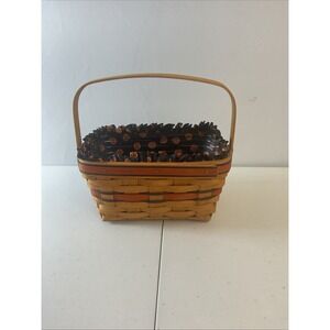 Longaberger Basket w/ Handle &‎ Jack-O-Lantern Halloween Liner+Plastic Protector